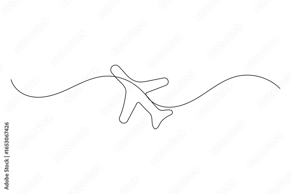 Obraz premium Airplane continuous one line drawing and minimalist style isolate outline vector illustration 