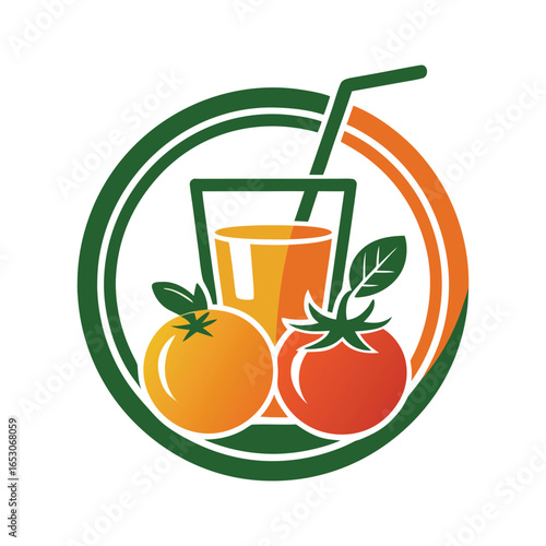 Glass of fresh orange juice with fruits on white background