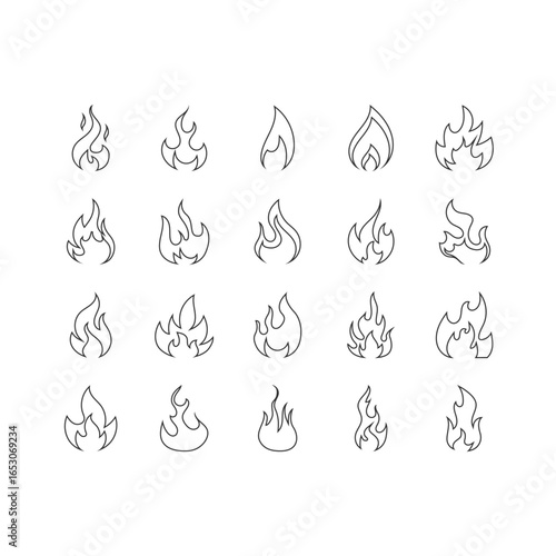 set of flame icons, fire