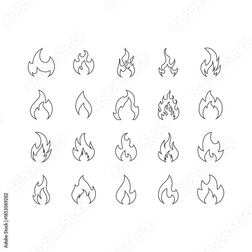 set of flame icons, fire