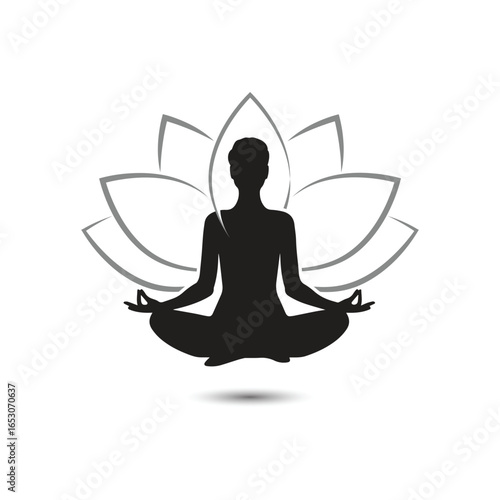 Yoga lotus position silhouette vector