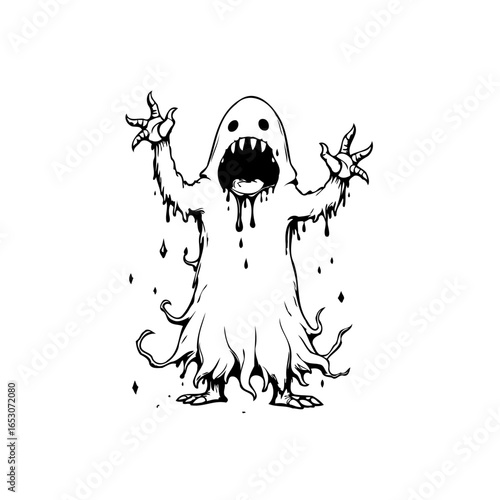 Spooky spectral silhouette: A chilling ghost vector illustration for halloween celebration and creative graphic design projects or spooky themes