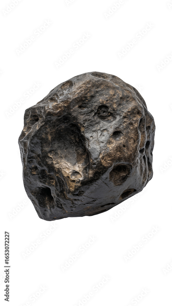 Obraz premium Dark Meteorite with Unique Texture on White Background