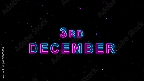 Wallpaper Mural Video of 3rd December Text Neon Glow Animation Motion Graphics Torontodigital.ca