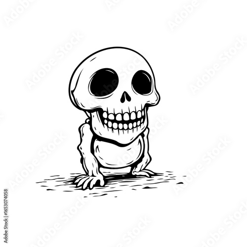 Cartoon skeleton character illustration great for halloween and other spooky themes is displayed prominently in image