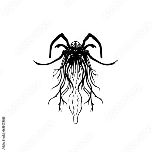 Eerie entity of the unknown an otherworldly being in striking silhouette detail against simple background