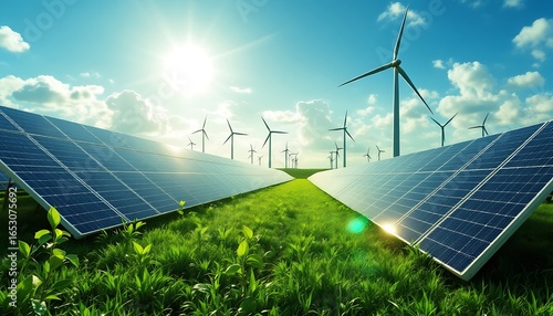 solar panels and wind turbines