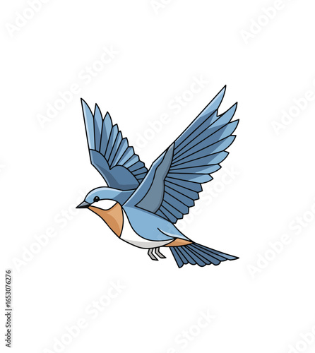 Blue bird flying illustration art