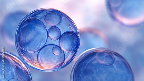 Abstract closeup of blue cells or microorganisms