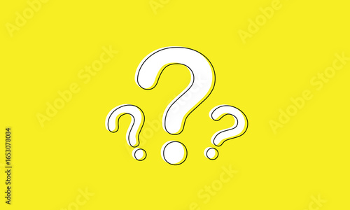 Yellow question mark on grey background. 3D Rendering .Eps 10.Vector background .
