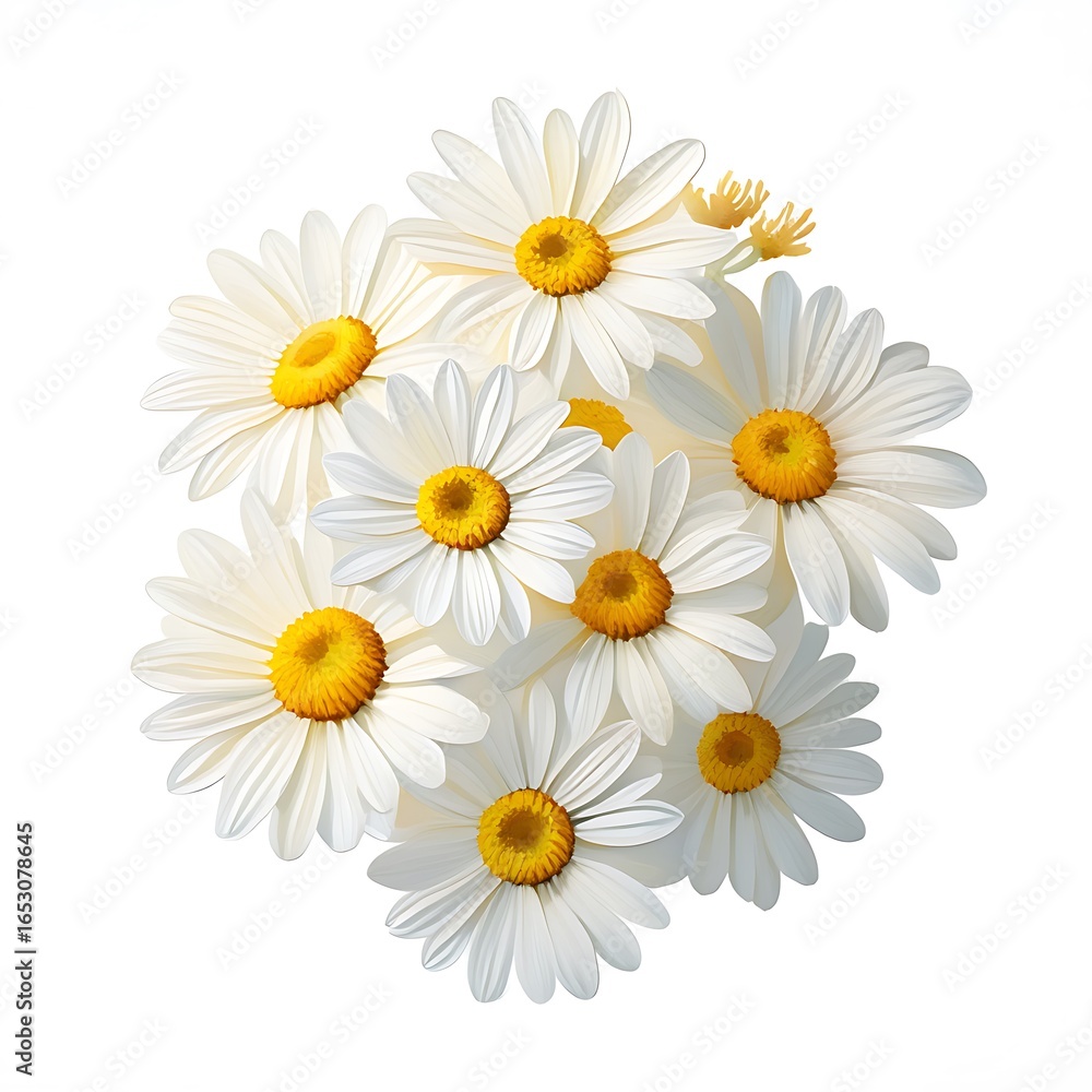 Fototapeta premium White Daisies Bouquet Yellow Centers Floral Arrangement