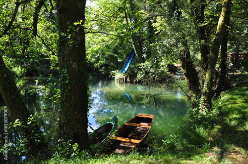 Mreznica river on hot summer day. The Mreznica is a river in Karlovac County, Croatia.River in the deep forest. Mreznica river near Duga Resa. Croatia.