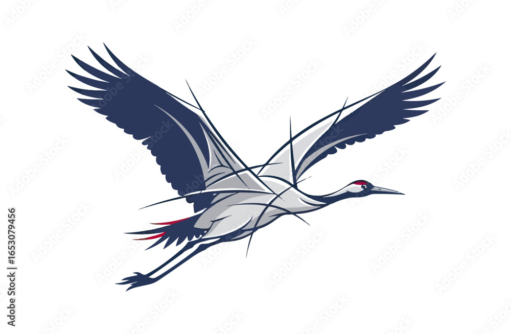 Obraz premium Crane in flight illustration
