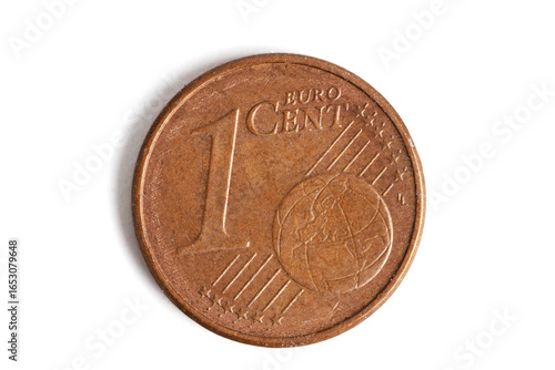 Wallpaper Mural One euro cent coin highlighted on white background. Closeup. Torontodigital.ca