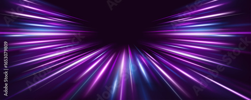 Dynamic streak with speed and blur reflects intense movement. Glowing light waves form a modern abstract background.