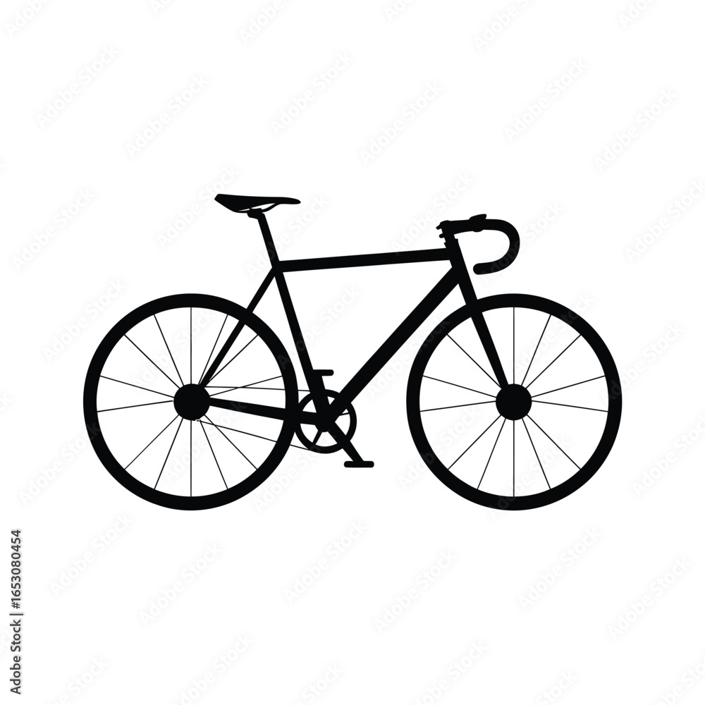 Fototapeta premium Simple Black Bicycle Silhouette on a Clean White Background