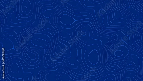 Abstract blue pattern of swirling, organic lines on a deep blue background