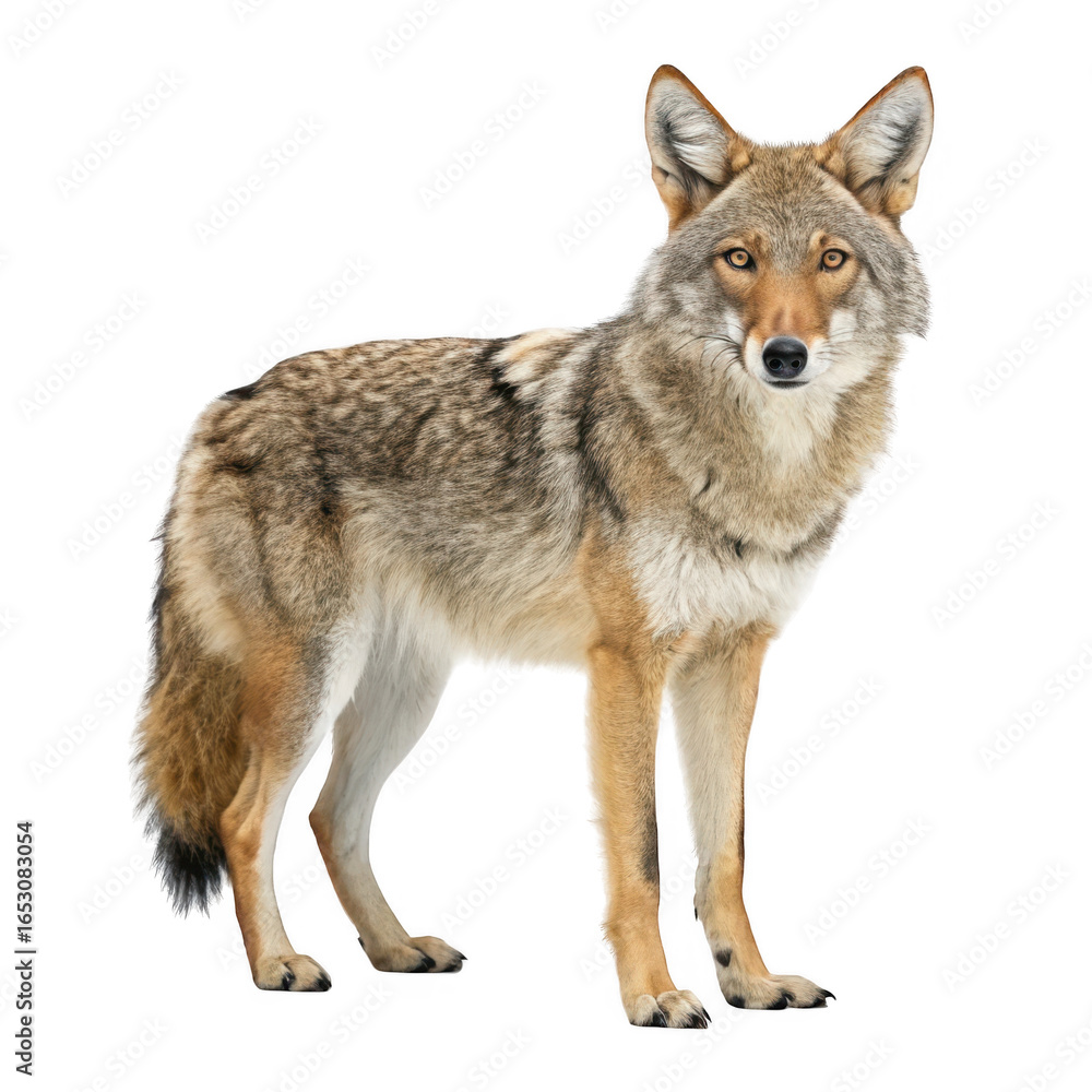 Fototapeta premium Coyote standing isolated on transparent background