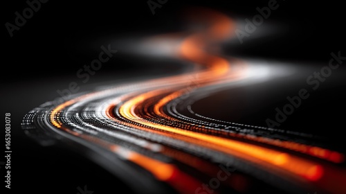 Abstract orange and gray lines on dark background