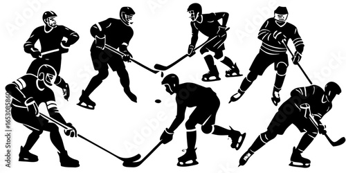 Intense Black and White Hockey Action Art