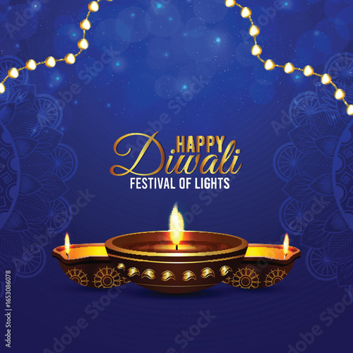 Indian festival happy diwali celebration greeting card