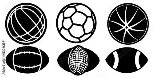 Striking Black and White Sports Ball Collection