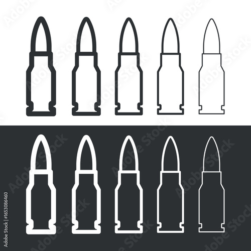 Cartridge icon. Cartridge belt, symbol of army or war. Cartridges, attributes of soldiers, shooting or automatic firearms.