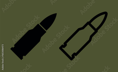 Cartridge icon. Cartridge belt, symbol of army or war. Cartridges, attributes of soldiers, shooting or automatic firearms.