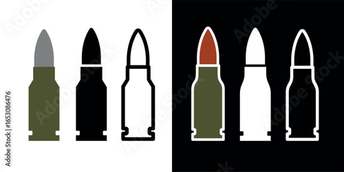 Cartridge icon. Cartridge belt, symbol of army or war. Cartridges, attributes of soldiers, shooting or automatic firearms.