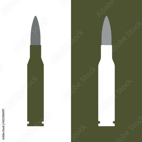 Cartridge icon. Cartridge belt, symbol of army or war. Cartridges, attributes of soldiers, shooting or automatic firearms.