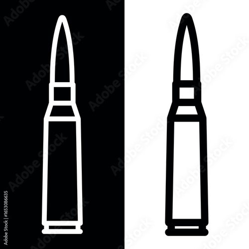 Cartridge icon. Cartridge belt, symbol of army or war. Cartridges, attributes of soldiers, shooting or automatic firearms.