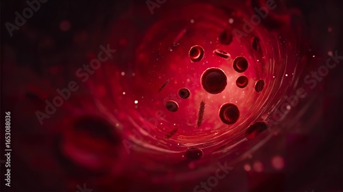Blood vessels red blood cells microorganisms detailed illustration