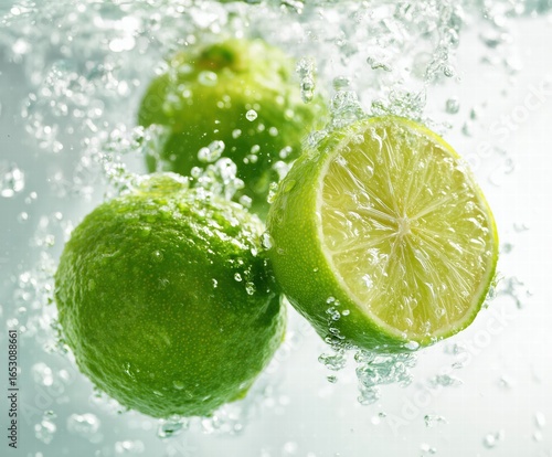 Lime Splash Freeze Frame with Emerald Bubble Crown, Studio Lighting on White Background for Cocktail Recipes, Asian Cuisine Packaging or Detox Beverage Ads