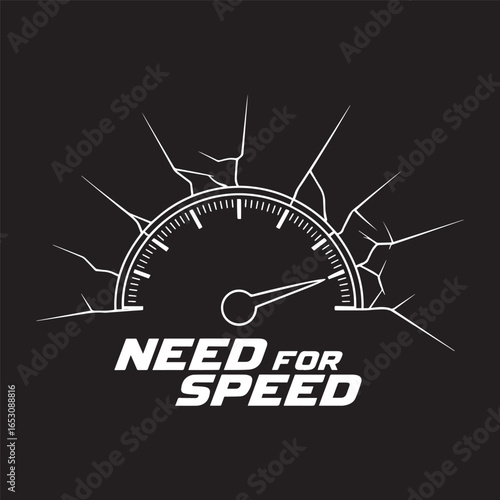 Need for Speed Gauge with Bold Typography vector illustrator