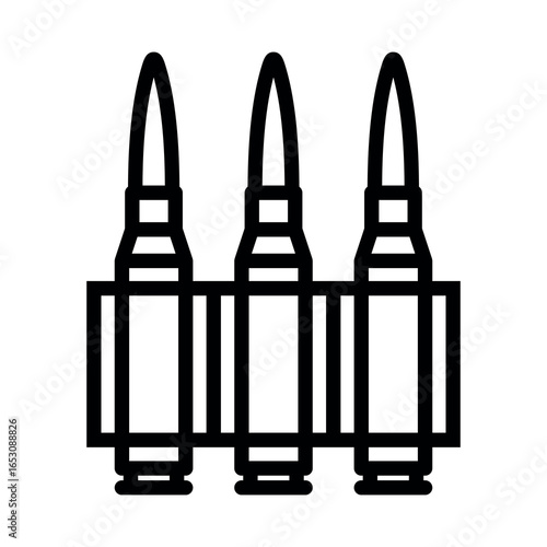 Machine gun belt icon. Cartridge belt, symbol of army or war. Cartridges, attributes of soldiers, shooting or automatic firearms.