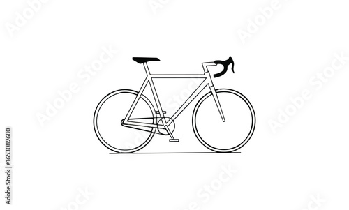 Simple white bicycle line drawing on black background