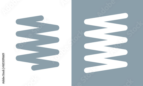 Spring icon. Symbol of shock absorption, extension or compression. Element of a machine or mechanism. Coiled cylindrical spring.
