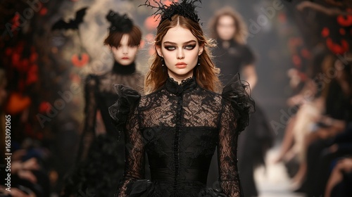 Gothic fashion showcase on the runway