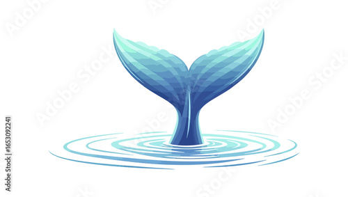 Whale tail in water ripples