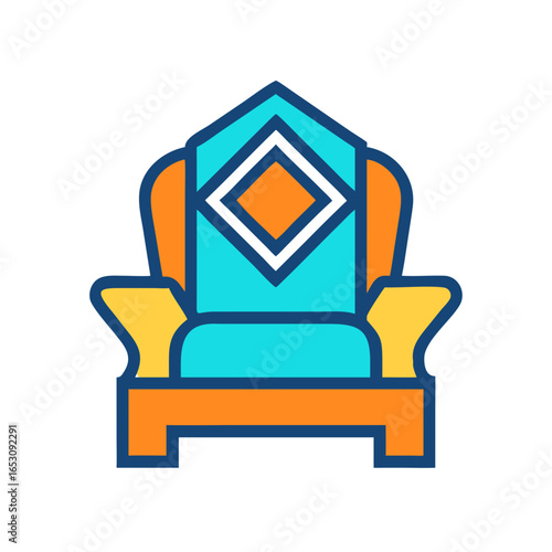 Fantasy throne armchair icon. Royal furniture concept for game and mobile application design. Vector illustration on isolated background