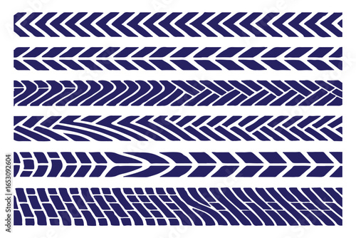 Car tire tracks vector, icon design. Tire treads, silhouette of tread marks for cars and vehicles. Wheel tires traces, motorcycle, car tread tracks, vehicle racing isolated icons. Vector illustration