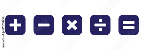 Basic mathematical symbol. Plus and minus icon set. Math symbol. Multiply icon. Equals symbol, division symbol, Calculator button, math icon set arithmetic plus minus equals multiply.