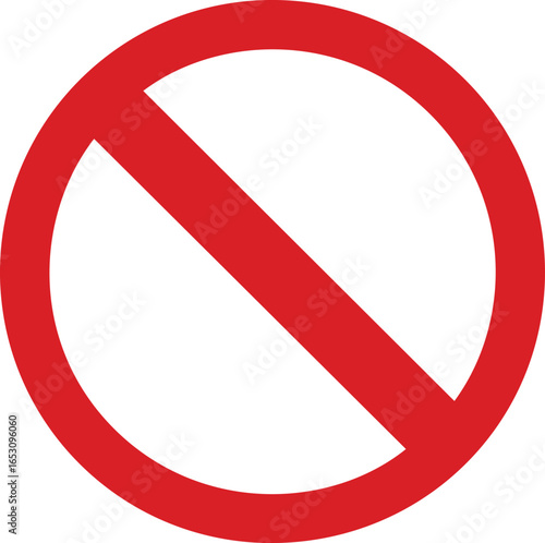 Red circular prohibition symbol with a horizontal bar representing a ban or restriction presented as a clean silhouette