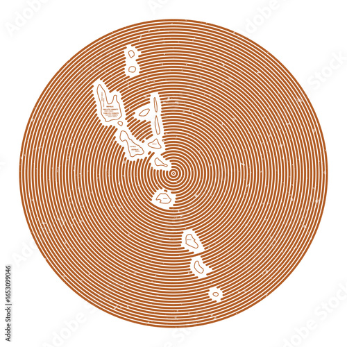 Vanuatu Vector Image. Country round logo design. Vanuatu poster in circular arcs and wordcloud style. Attractive vector illustration.