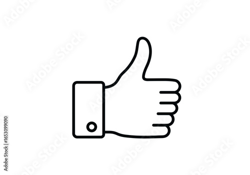Thumbs Up Icon | Like Symbol in Black Silhouette | Approval, Positive Feedback, Social Media Reaction, Agreement, Success Hand Gesture Vector