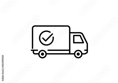 Delivery Truck Icon with Check Mark | Fast Shipping Symbol | Logistics Transport Vector | Courier Service, Cargo, Freight, Express Delivery Graphic