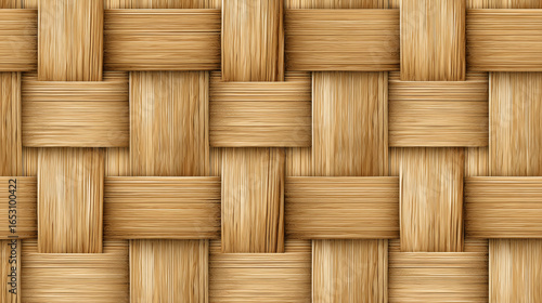 Seamless bamboo pattern with wicker basket weaving texture background