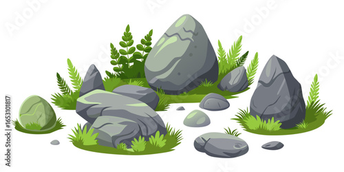 stones and leaves