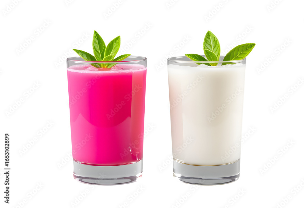Refreshing Colorful Smoothies with Fresh Mint Garnish Refreshing Colorful Smoothies with Fresh Mint Garnish