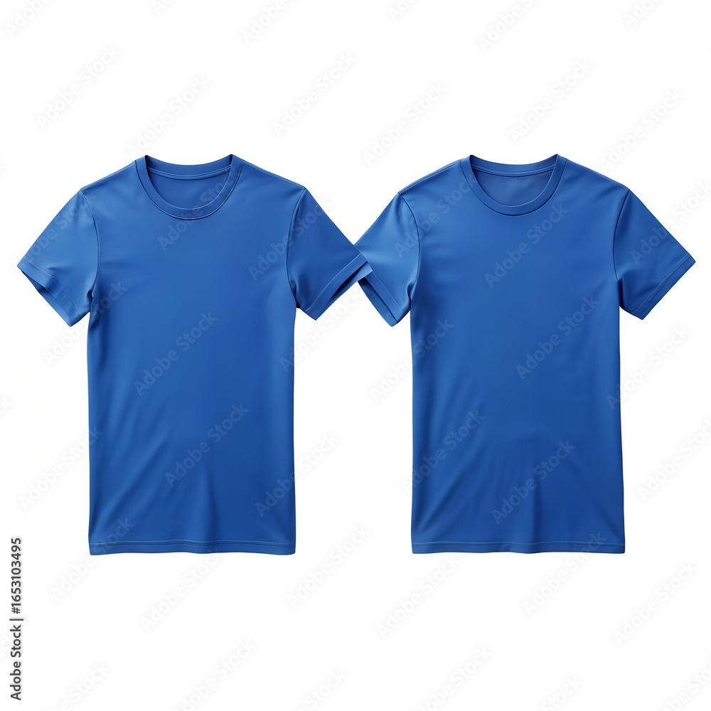 Naklejka premium Solid Blue Blank T Shirt Folded On White Background